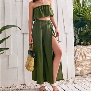 Olive green 2 piece set w/ slit